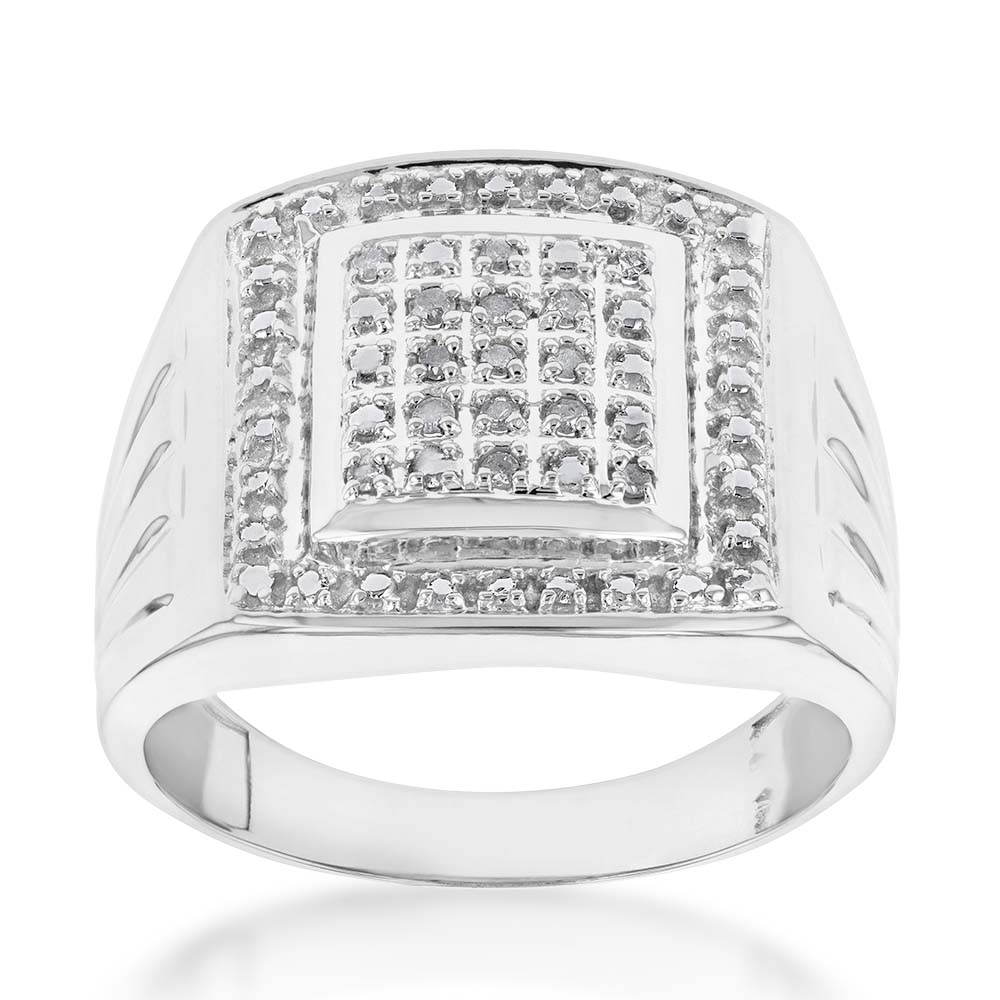 10 Points of Diamond Gents Ring in Sterling Silver – Grahams Jewellers