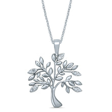 Load image into Gallery viewer, Sterling Silver Diamond Tree of Life Pendant with 10 Brilliant Diamonds on 45cm Chain