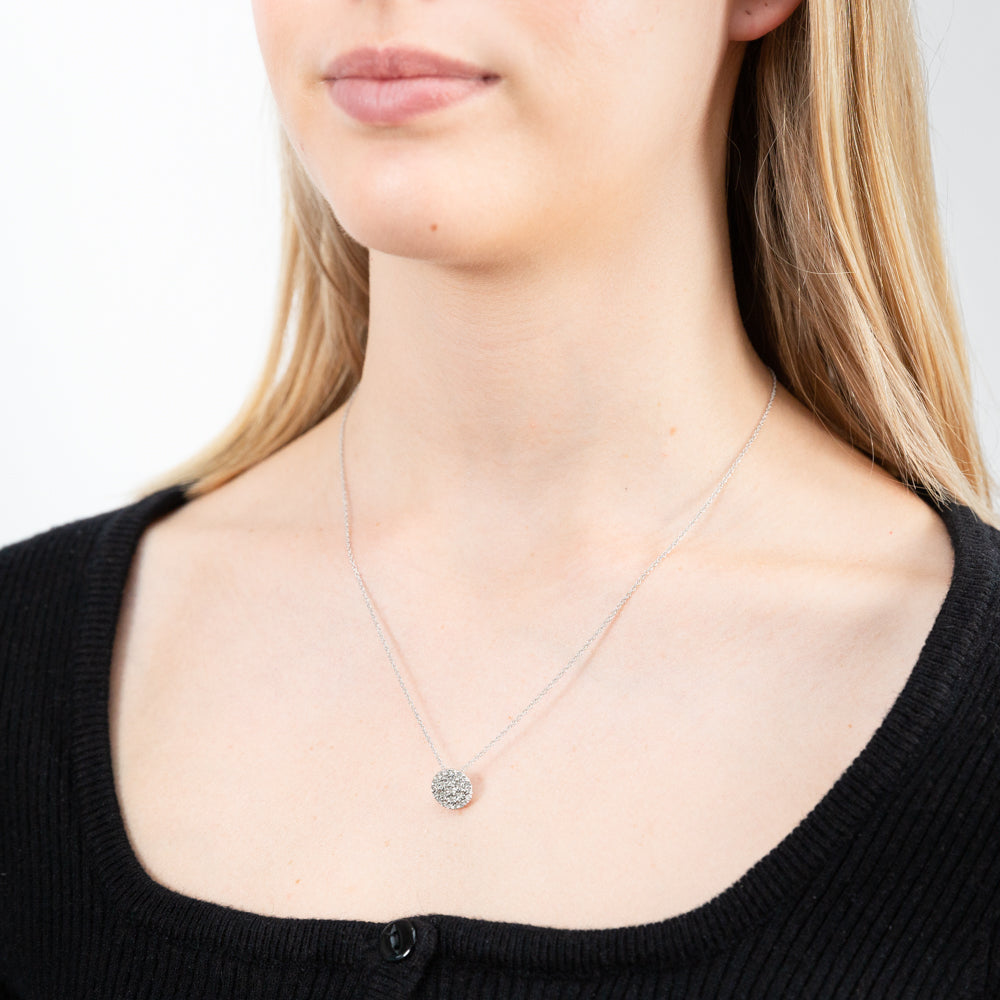 Silver 0.10 Carat Pendant with 25 Brilliant Diamonds on 45cm Chain