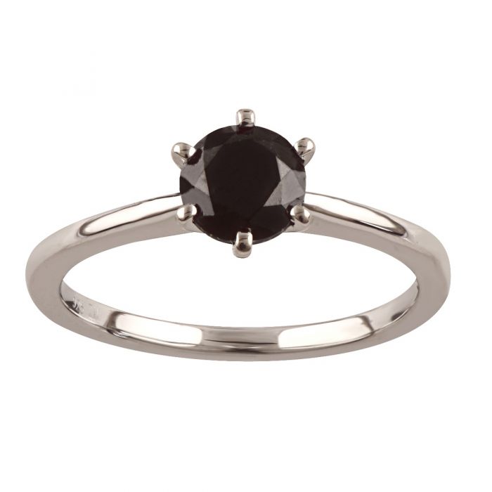 1 Carat Black Diamond Solitaire Ring set in Sterling Silver – Grahams ...