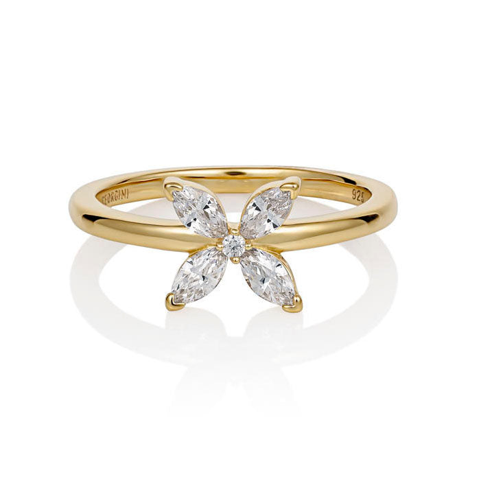 Georgini Heirloom Gold Plated Sterling Silver Zirconia Favoured Ring
