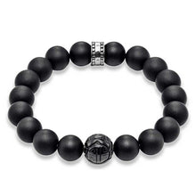 Load image into Gallery viewer, Thomas Sabo Rebel Sterling Silver Matt Obsidean Carved Bead 19cm Bracelet