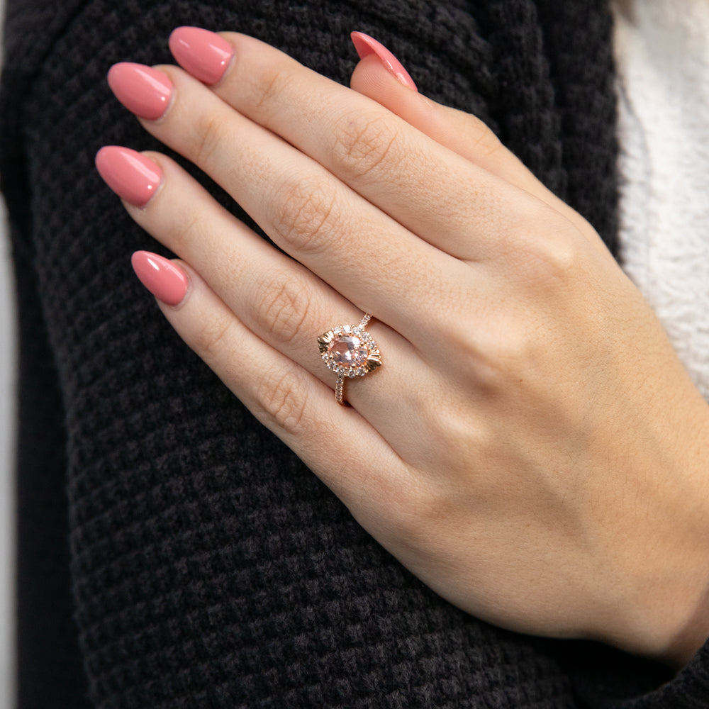 Morganite ring on deals hand