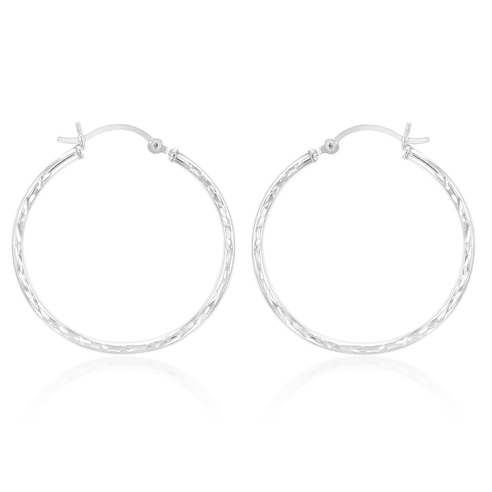 Diamond cut deals hoop earrings silver