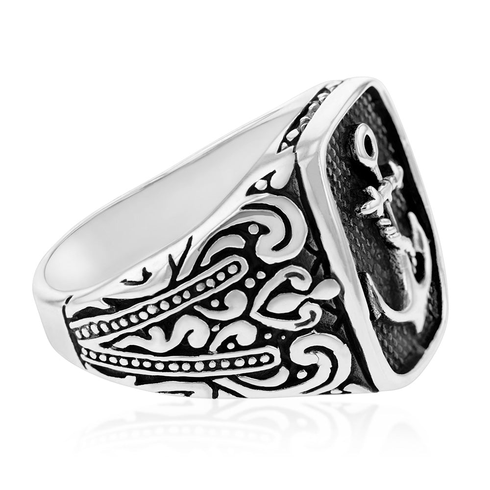 Mens silver deals ring engraved