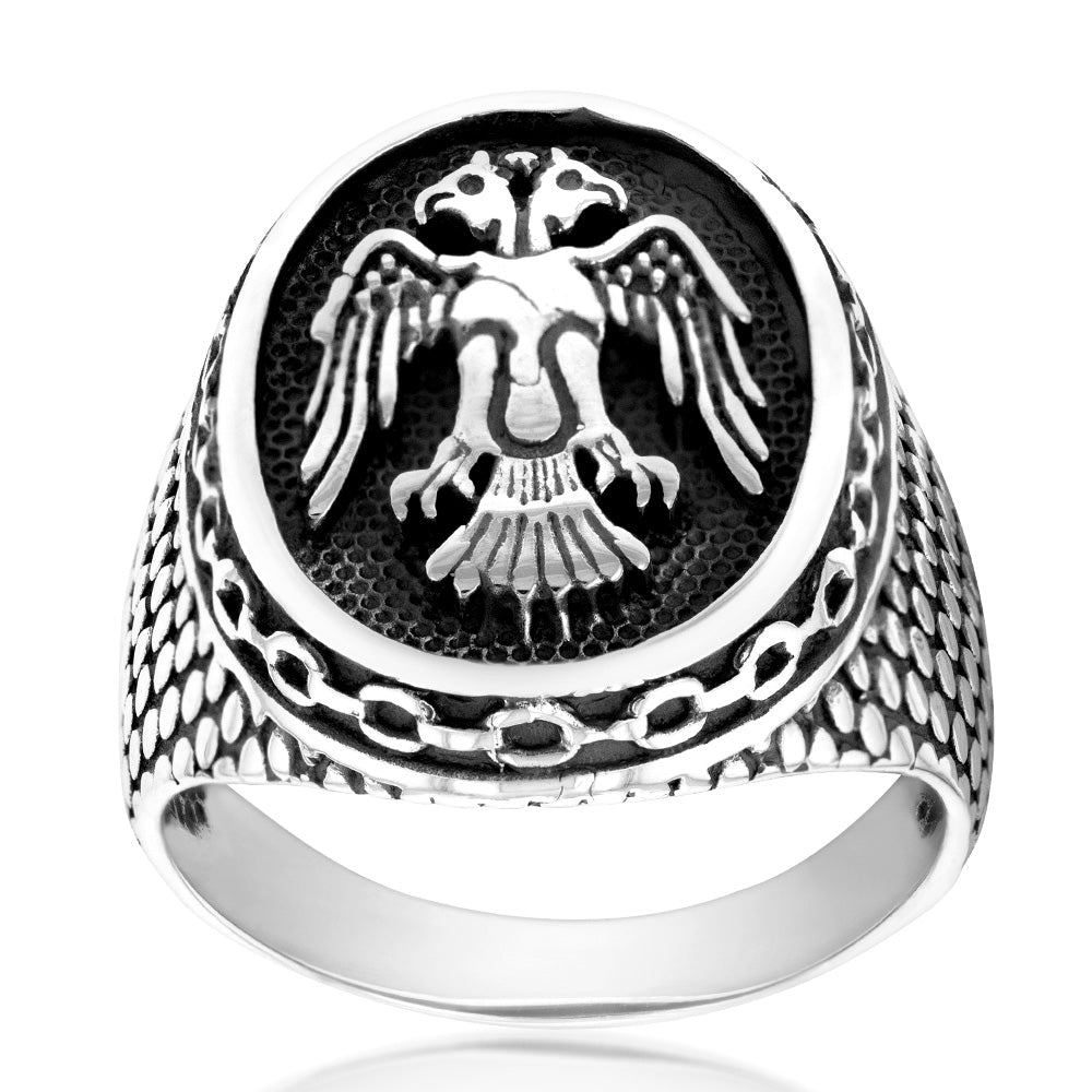 Sterling Silver Eagle On Oval Antique Ring