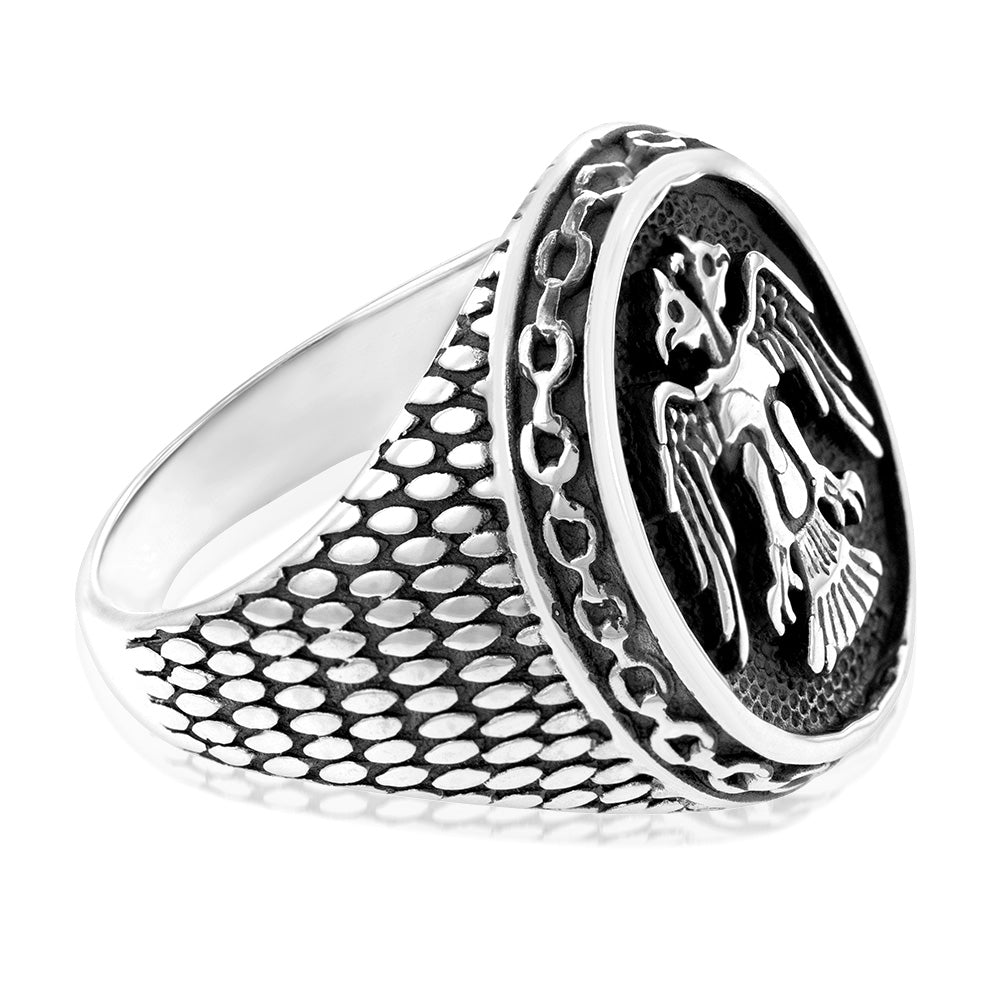 Sterling Silver Eagle On Oval Antique Ring