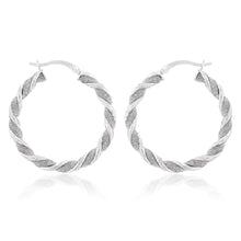 Load image into Gallery viewer, Sterling Silver Patterned Twisted Hoop Earrings