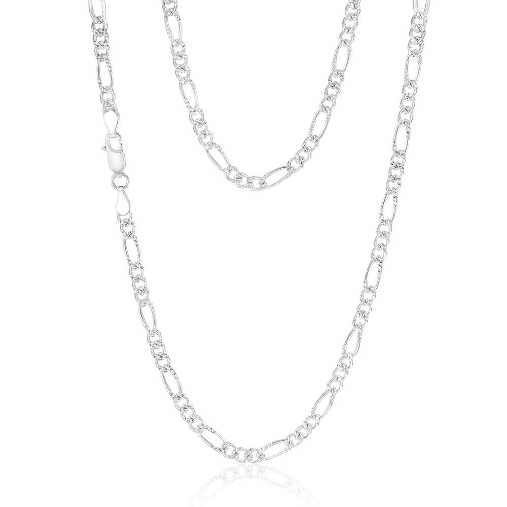 Sterling Silver 1:3 Fiagro 45cm Chain